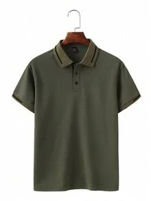 Calvornis 男士短袖休閒通勤 Polo 衫 - 軍綠色 - 查看 3