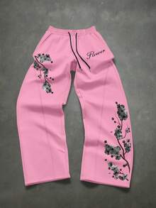 Manfinity EMRG Men's Casual Floral Print Sweatpants - Pink - View 2