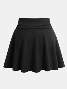 SHEIN 女童黑色防磨裙，夏季高腰A字裙，內建短褲 - 黑色 - 查看 2