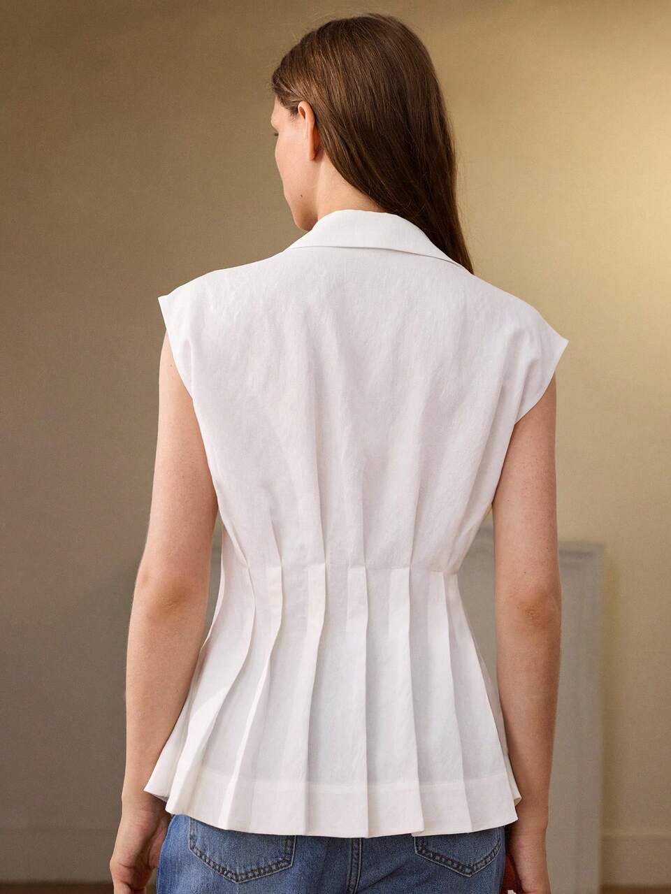 Anewsta Women's Romantic Elegant Solid Color Sleeveless Waist-Cinching Top, Suitable For Daily Wear, Commuting, Gatherings, Dates, Wedding Guest