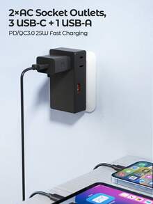 Teckwe Multi-Function Charger With International Conversion Plug, Essential For Business Travel, Compatible With US, Australia, UK, EU Sockets - Black - View 4