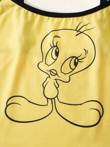 LOONEY TUNES X SHEIN 大尺碼女款卡通印花內衣內褲套裝 - 黃色 - 查看 4