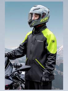 SHEIN Unisex Adult Separate Rain Jacket & Pants Set, Full Body Heavy Rainproof Motorcycle Riding Rain Suit With Adjustable Hood, Full Coverage Waterproof Rain Gear For Work, Travel & Outdoor Activities - Men's and women's styles - View 14
