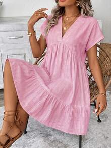 SHEIN LUNE Women's Striped Ruffle Hem Vacation Dress - Multicolor - View 5
