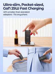 Teckwe Ravel 全球通用旅行轉接頭 AC 電源插頭轉接器 壁式充電器，附 USB-C 與 USB-A 充電埠，適用美國、歐盟、英國、澳洲，黑色 - 黑色 - 查看 2