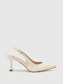 CUCCOO BIZCHIC Women's Pointed Thin Heels, High Beige Back Strap, Women ...