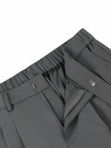 Calvornis 男士米色西裝長褲，復古寬鬆休閒百搭直筒褲 - 深灰色 - 查看 7