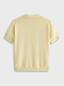 EASEVO Men's Plus Size Solid Color Short Sleeve Knit Top - Yellow - View 8