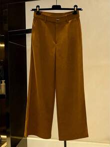 SHEIN Franclia 女款套裝 寬腿分層V領背心 條紋襯衫 不規則下擺 腰帶 優雅商務休閒風 現代棕色白色條紋 感恩節穿搭 - 黃色 - 查看 6