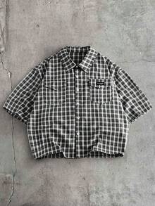 AXEPEAK Men's Patch Casual Versatile Daily Wear Shirt - Black - View 2