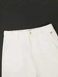 Manfinity Mode Men's Solid Color Casual Daily Business Suit Pants With Pockets - White - View 4