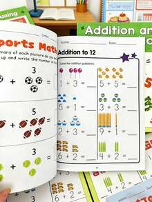 MINKOJA 64P Math Workbook, Add & Subtract Within 10, Mental Arithmetic, Preschool Math, Picture Formula Decomposition, Fun Arithmetic Book. For Kids' Number Cognition, Home, School, Students, Stationery & Back-To-School. - Multicolor - View 4