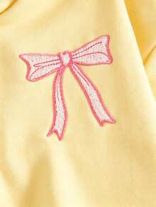 少女可愛蝴蝶刺繡拉鍊連帽長袖外套，返校秋季款 - 黃色 - 查看 4