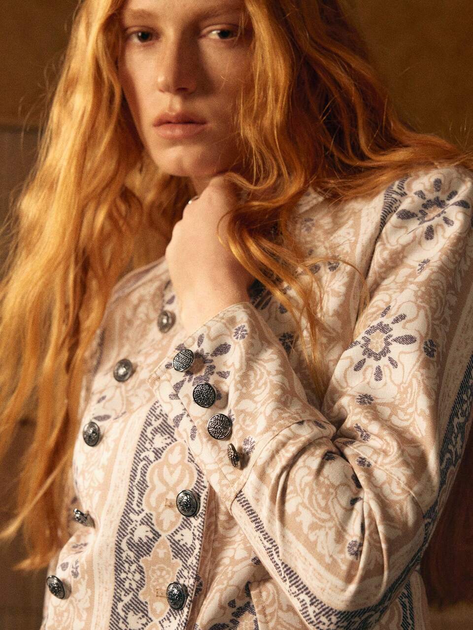 MOTF STUDIO WOMEN'S FLORAL PRINT DOUBLE-BREASTED JACKET