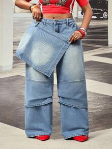 Slaydiva Plus Size Women Non-Stretch Denim Jeans Cowboy Outfits For Women - Light Wash - View 6
