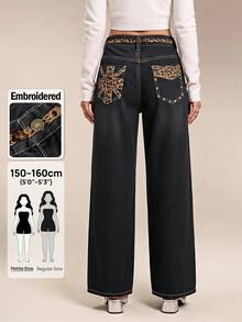 Selenza Petite Women's Casual Versatile Daily Travel Denim Jeans With Pockets And Buttons - Black - View 3