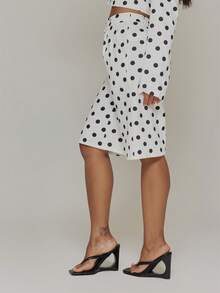 MUSERA White And Black Polka Dot Woven Tailored Longline Shorts - Multicolor - View 3