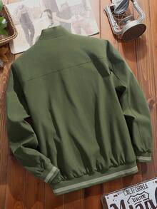 Manfinity Homme Chaqueta casual reversible de otoño para hombre - Verde militar - Ver 2