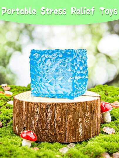 MINKOJA Stress Relief Cube, Novel Water Cube Textured Squeeze Toy, Slow Rebound Stress Relief Finger Toy, Soft Sensory Toy, Relieve Anxiety And Relax, Unique Adult Desktop Fidget Toy