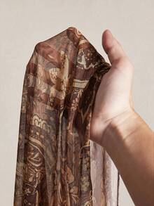SHEIN ICON 大尺碼女款深V領休閒百搭日常上衣 秋季 - 棕色 - 查看 9