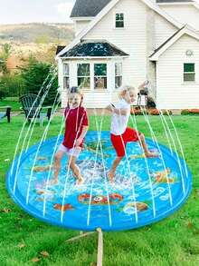 MINKOJA Waterproof Inflatable Ocean World Outdoor Sprinkler Mat With Water Spray System - Durable PVC Slip-Resistant Splash Pad For Outdoor Summer Play, Lawn Cooling, Birthday Party & Holiday Gift (Assorted Color), Playful Design, Anti-Slip Surface - Multicolor - View 2