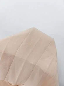 Elenzga Plus Size Plain Color Elegant Elegant Lady Chiffon Pleated Dress, Spring & Summer Fall - Apricot - View 5
