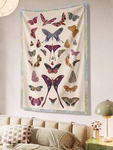 SHEIN 1 Piece, Butterfly Art Retro Printed Tapestry, Suitable For Living Room, Bedroom, Dormitory Decoration Home Atmosphere Decorative Tapestry - Multicolor - View 3