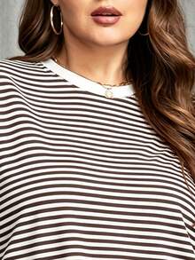 INAWLY Plus Size Colorblock Loose Fit Crew Neck T-Shirt - White - View 3