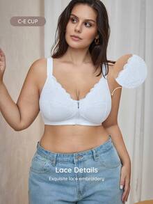 Bralution Plus Size Women's Lace Casual Everyday Bra - White - View 3