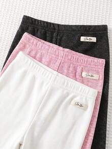 Cozy Pixies 3件組女嬰裝飾針織腰頭保暖內裡秋冬打底褲套裝 - 淺粉色 - 查看 3