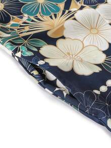 Irokai Japanese Traditional Kimono Deep Blue Floral Pattern Women's Modified Two Pieces Yukata Set - Multicolor - View 6