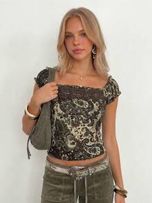 Sundraya Women's Floral Print Slim Fit Versatile Daily Wear Top - Multicolor - View 6
