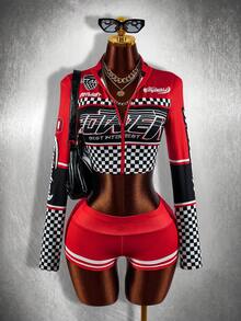 Amplova Women's Racing Comfortable Low Waist Set, Suitable For Back To School Season Parties - Red - View 4