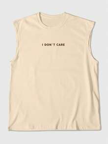 Manfinity LEGND Men's Slogan Print Wide Shoulder Tank Top - Khaki - View 2