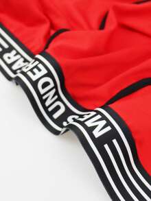 SHEIN DrisQ Men's Contrast Color Striped Sexy Butt-Revealing Boxer Briefs - Red - View 5