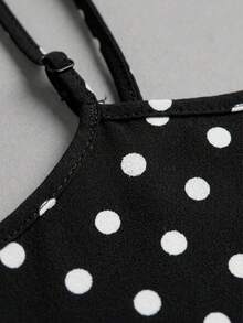 Comfortcana 1pc Plus Size Black Polka Dot Camisole Top, Basic Style, Suitable For Summer - Multicolor - View 4
