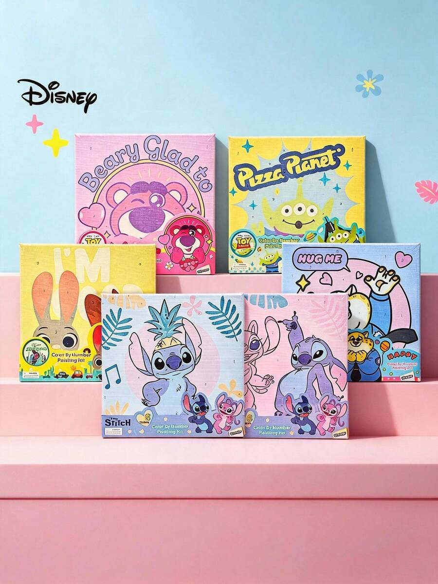 Disney 1 Stitch Digital Painting Zootopiaseries DIY Painting Set, Birthday Gift, Home Decoration, Party Gift - Blue Stitch head pineapple digital oil painting - View 1