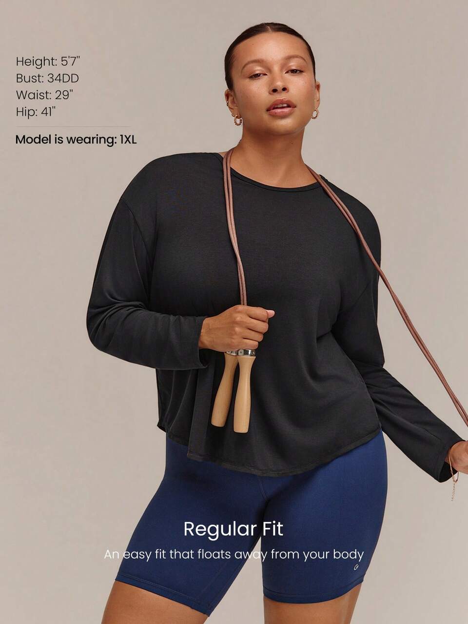 Plus Size UPF50+ Sun Protection Glow On Regular Fit Long Sleeve Crewneck With Airy Back Slit & Dropped Shoulders Daily Casual Fall