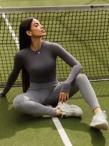Maju Mazalli 2件組女款高腰羅紋針織運動緊身褲，加厚健身瑜伽健身房運動緊身褲，適合秋季 - 彩色 - 查看 7