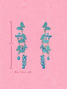 Popjeli A Summer Mori Small Fresh Butterfly Fringed Earrings. - Blue - View 11