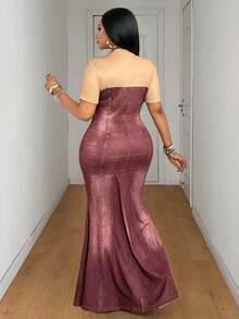 Maweii Gaun Duyung Pas Badan American Vintage untuk Wanita Ukuran Plus - Redwood - View 3