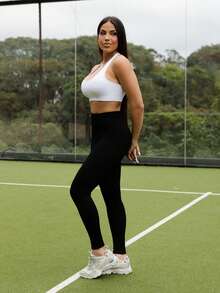 Maju Mazalli 2件組極簡純色高腰無縫收腹瑜伽運動褲 女款 秋季 - 彩色 - 查看 3