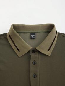 Calvornis 男士短袖休閒通勤 Polo 衫 - 軍綠色 - 查看 4