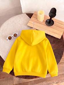 SpongeBob SquarePants | SHEIN GraphicGems 女童春秋連帽衛衣，彩虹藍可愛卡通印花，幼兒園生日仙女公主風 - 黃色 - 查看 2