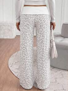 Pantalones largos versátiles de estilo callejero Y2K con estampado de leopardo para niña preadolescente - Multicolor - Ver 2