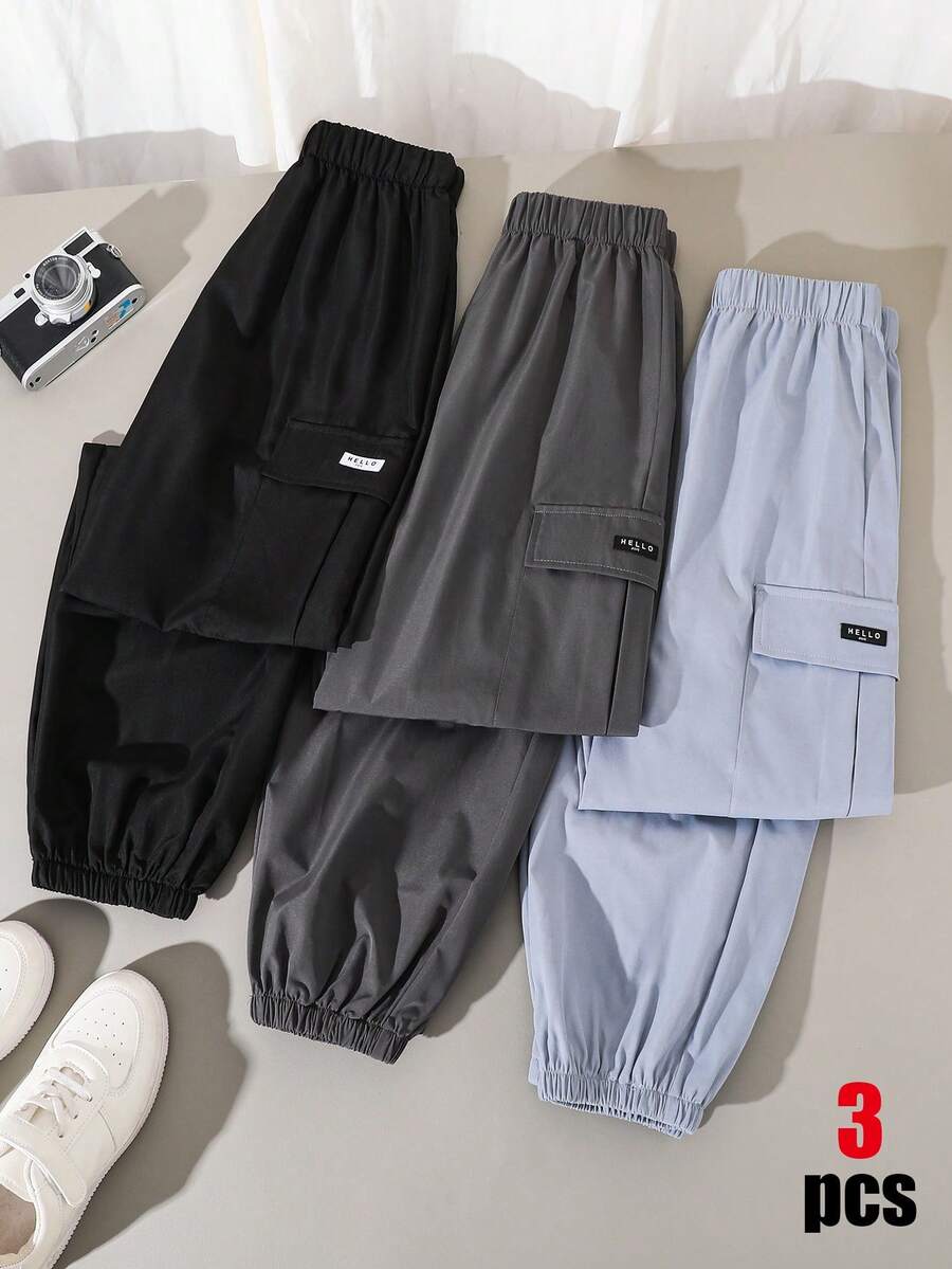 SHEIN 3PCS Teen Boys Pants - Multicolor - View 1