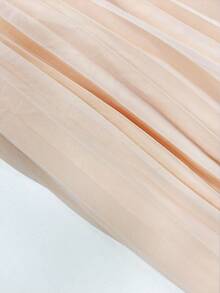 Elenzga Plus Size Plain Color Elegant Elegant Lady Chiffon Pleated Dress, Spring & Summer Fall - Apricot - View 6