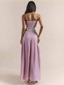 Enchnt Vestido de mujer con tirantes finos y bordado francés dulce para citas y fiestas nocturnas - Rosa - Ver 7