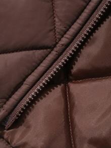 Dazy Kids Young Boy Solid Color Long Sleeve Zip-Up Hooded Winter Jacket Fall - Brown - View 7