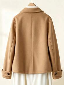 SHEIN LUNE Plus-Size Women's Khaki Cropped Trench Coat-Slimming Fit-Suitable For Autumn And Winter - Khaki - View 2